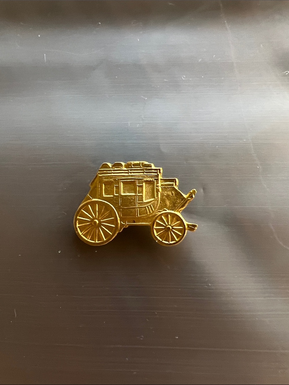 Vintage Small Gold Tone Carriage Stage Coach Lapel Pin Tie Tack